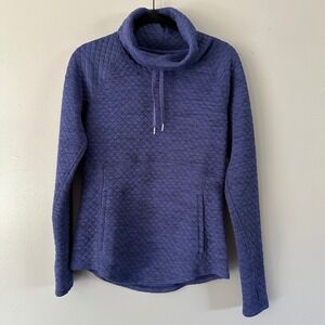Marmot‎ Blue Quilted Cowl Neck Pullover Sweatshirt